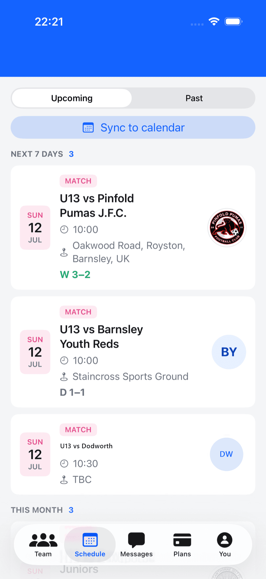 The Playlee Clubs schedule with fixtures, kick-off times and grounds