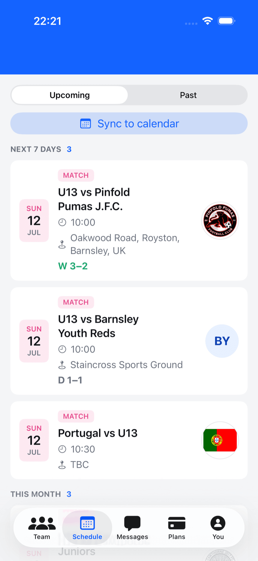 The Playlee Clubs schedule with fixtures, kick-off times and grounds