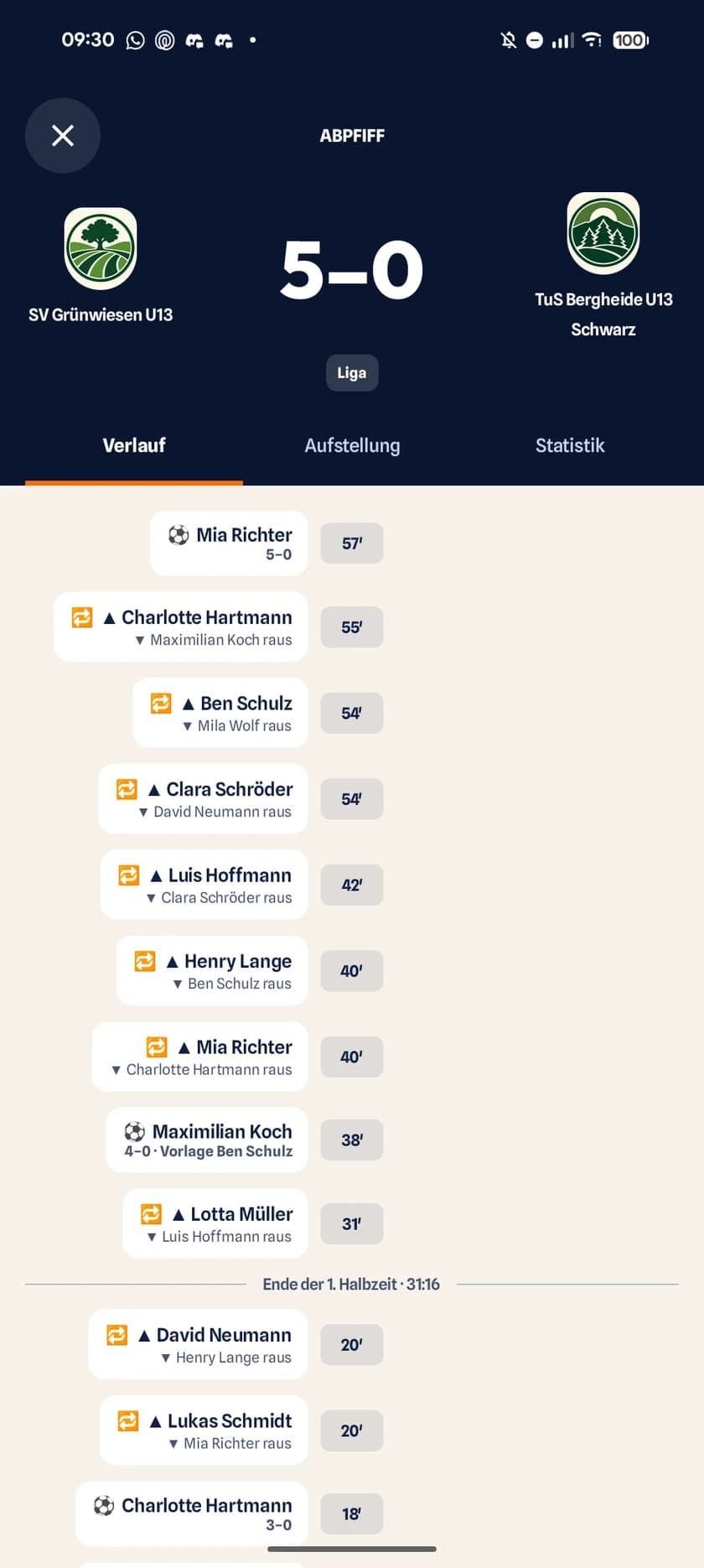 Spielcenter für Eltern unter Android mit Spielstand und Spielverlauf