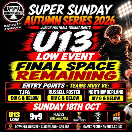 Eintrag: Super Sunday Herbstserie 2026 U13 Low Event