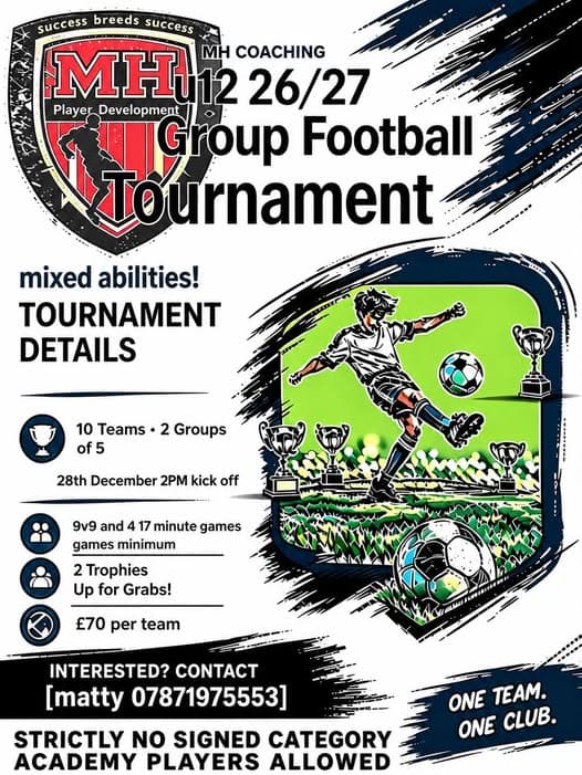 MH Coaching U12 26/27 Player Development Group Football Tournament listing