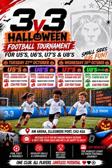 AW Arena Halloween & Christmas Football Tournaments listing