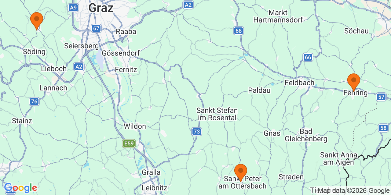 Karte der Spielorte: Fußballturniere U16 in Steiermark