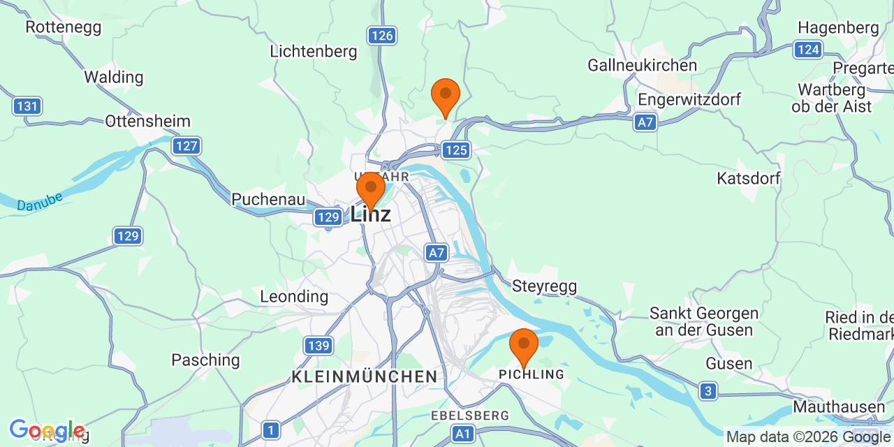 Karte der Spielorte: Fußballturniere U9 in Linz