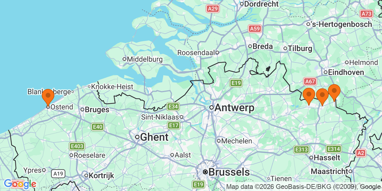Kaart met de locaties: Voetbaltornooien U12