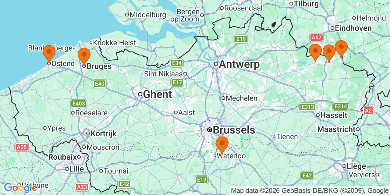Kaart met de locaties: Voetbaltornooien U13