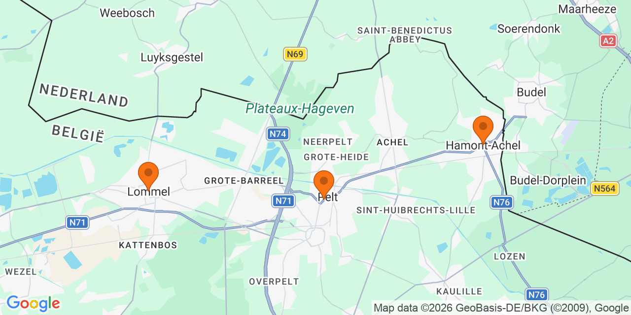 Kaart met de locaties: Voetbaltornooien U19 in Flanders