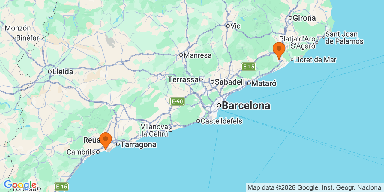 Mapa de las sedes: Torneos de fútbol cadete (U15) en Catalonia