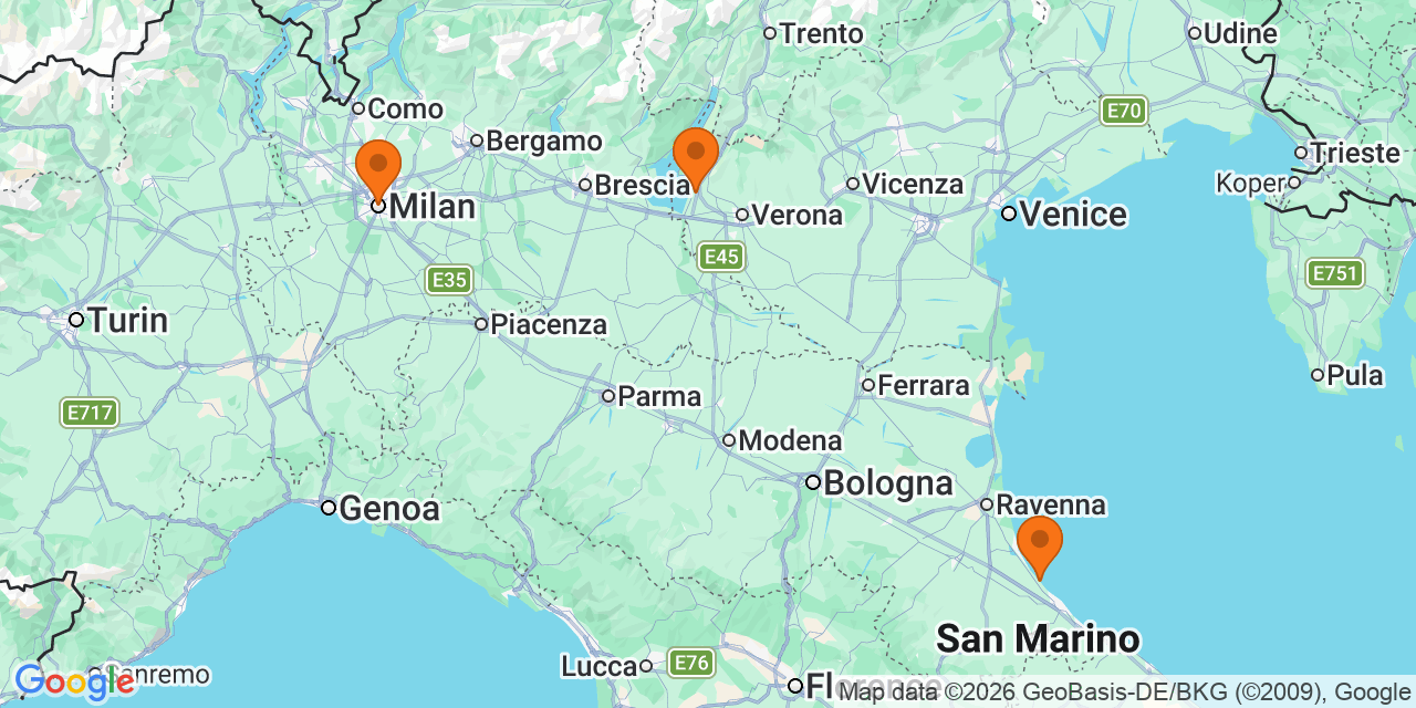 Mappa delle sedi: Tornei di calcio esordienti (U12)