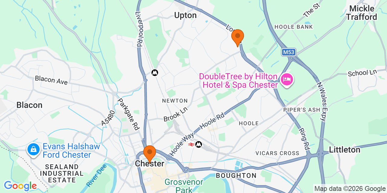 Map of the venues for Football tournaments in Chester
