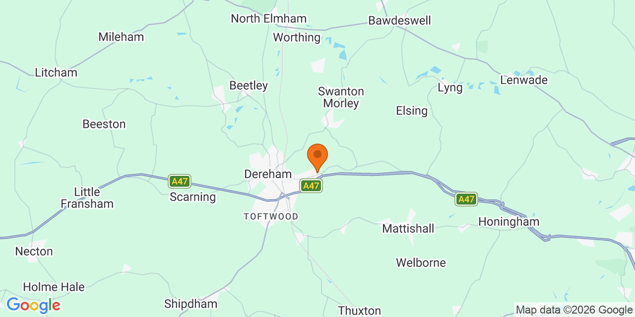 Map of the venues for Football tournaments in Dereham