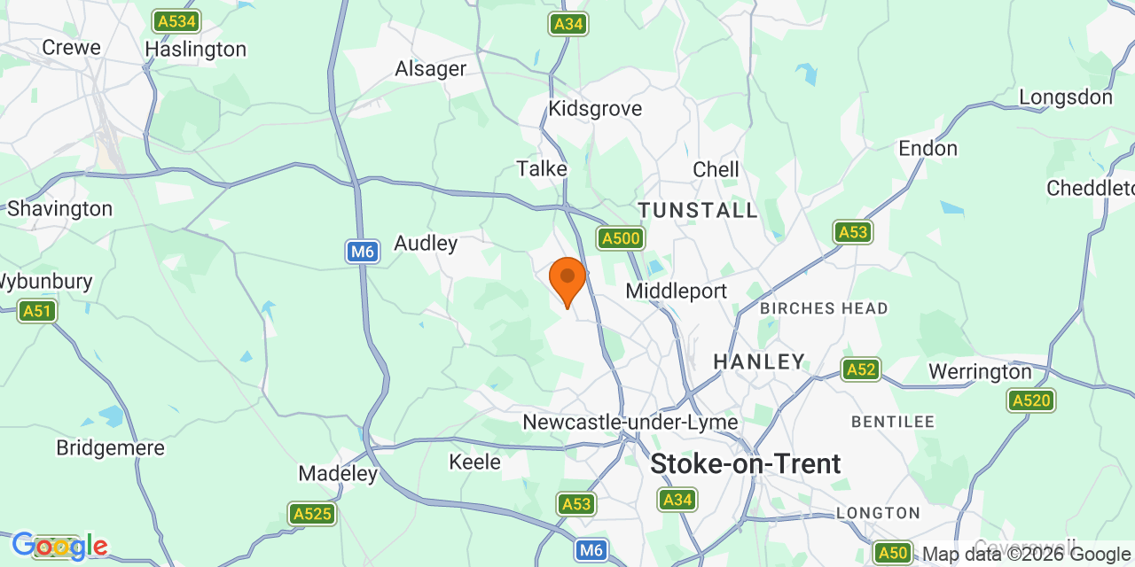 Map of the venues for Football tournaments in Newcastle-under-Lyme