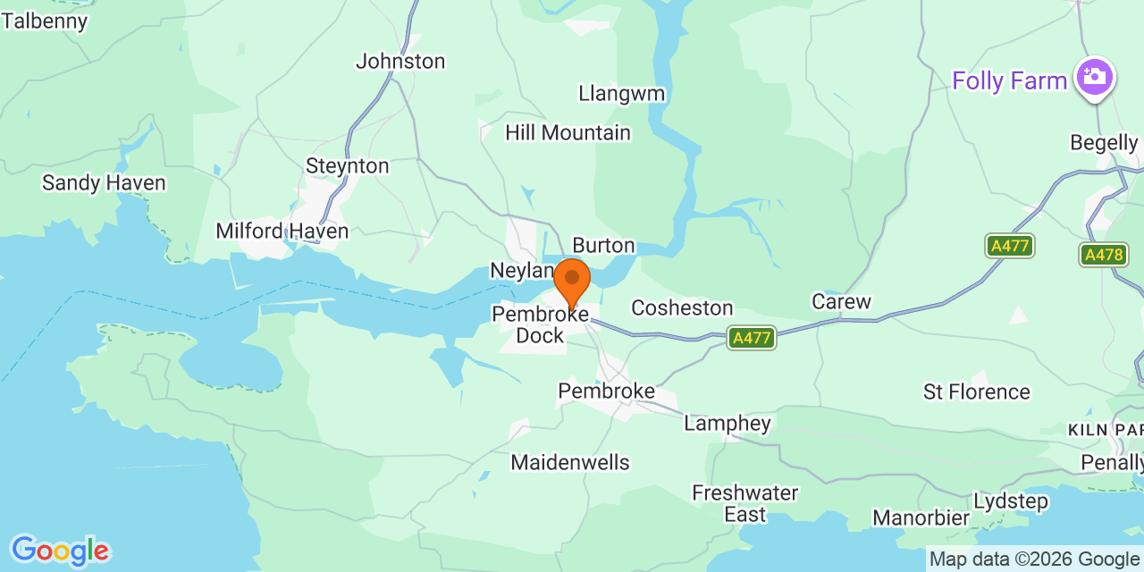 Map of the venues for Football tournaments in Pembroke Dock