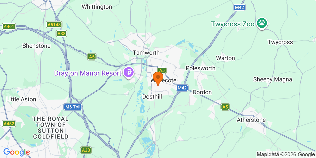Map of the venues for Football tournaments in Tamworth