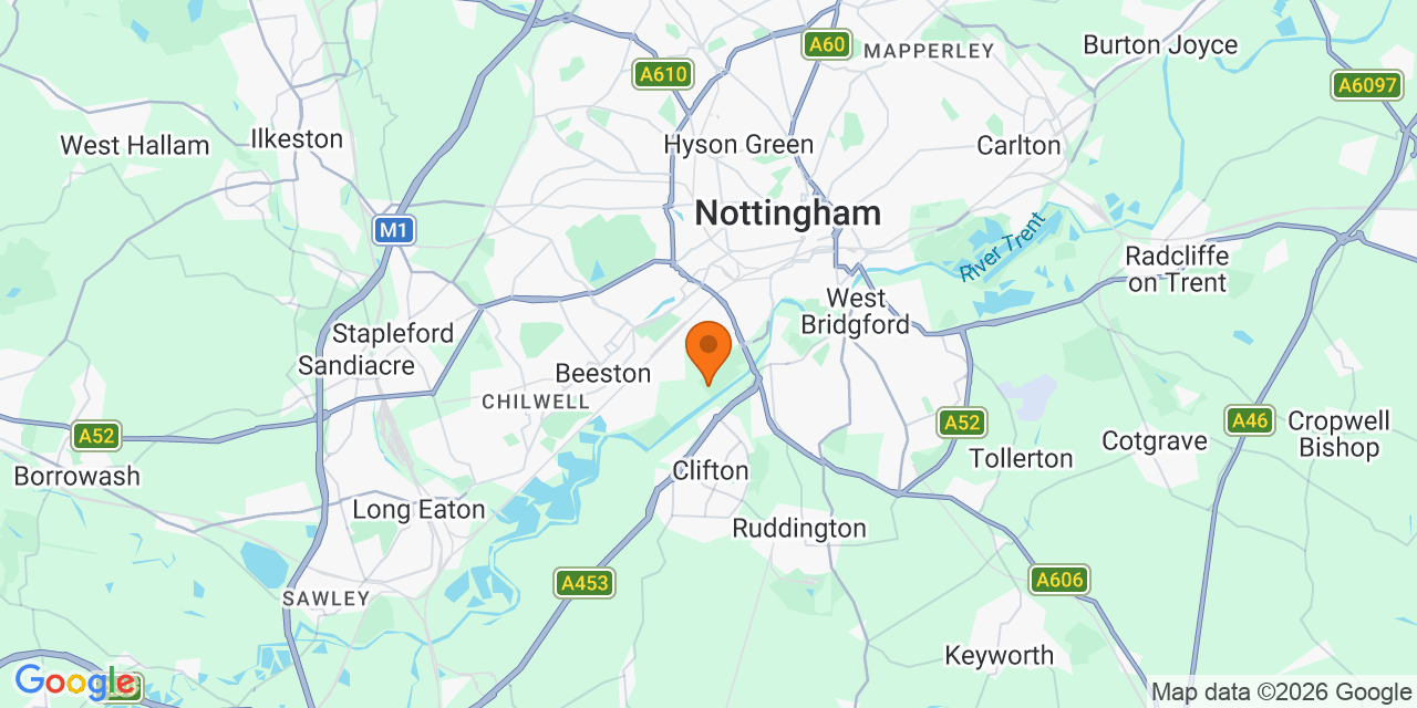 Map of the venues for U13 football tournaments in Nottingham