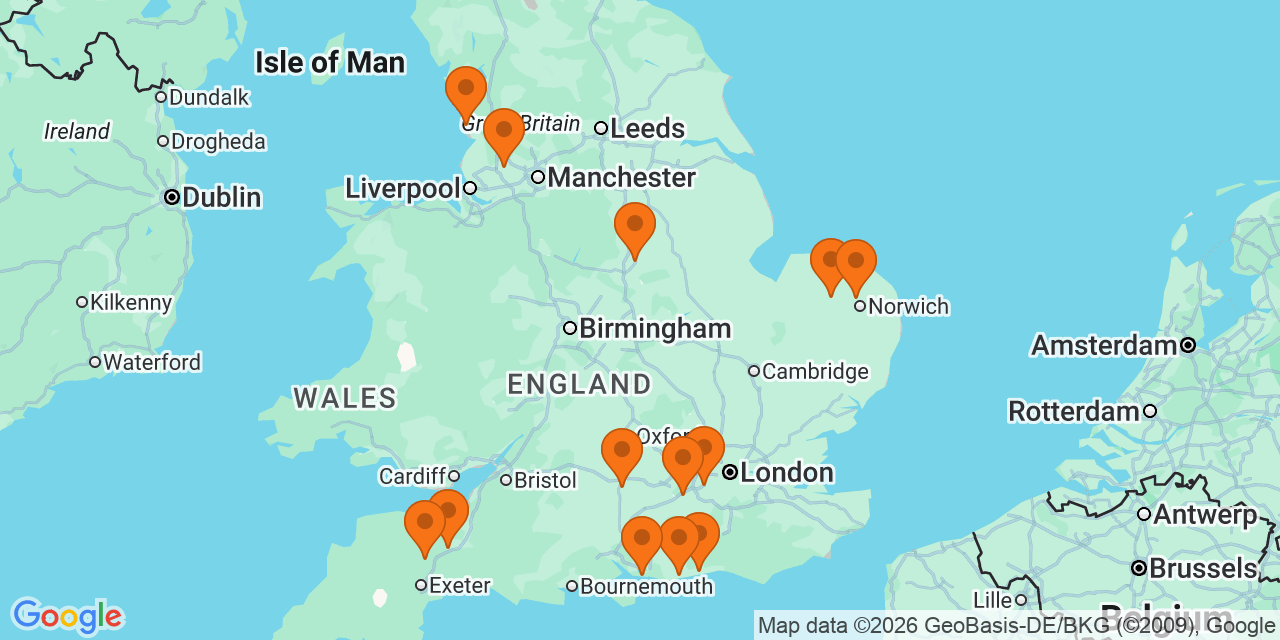 Map of the venues for U16 football tournaments