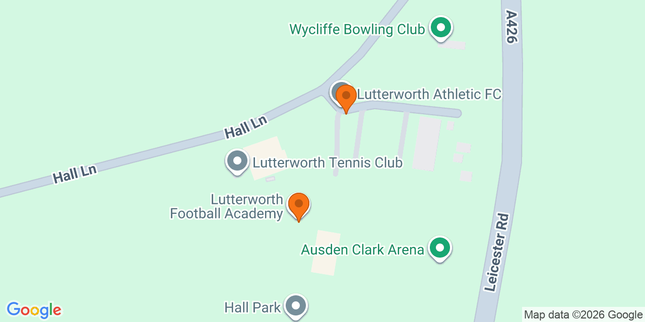 Map of the venues for U7 football tournaments in Lutterworth