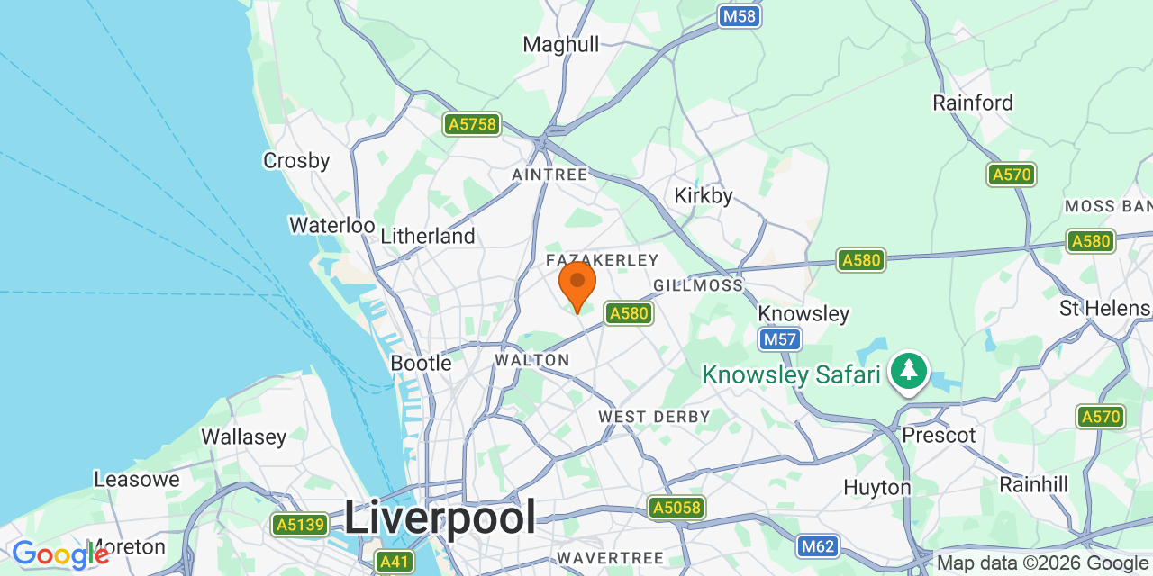 Map of the venues for U7 football tournaments in Merseyside