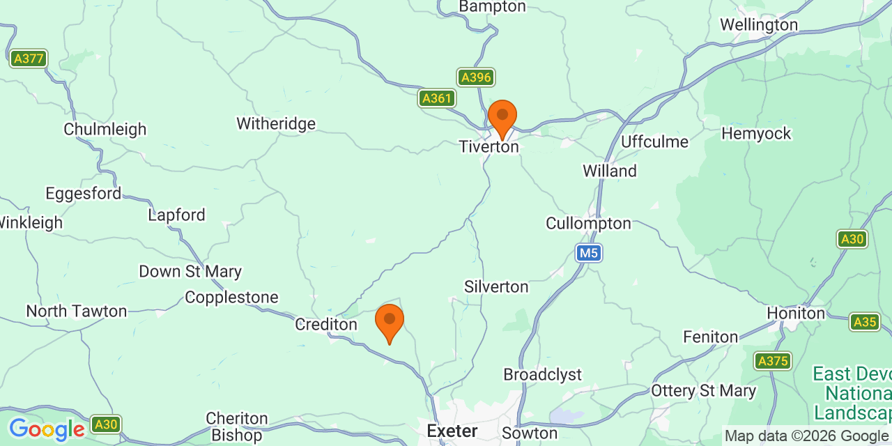 Map of the venues for U8 football tournaments in Devon