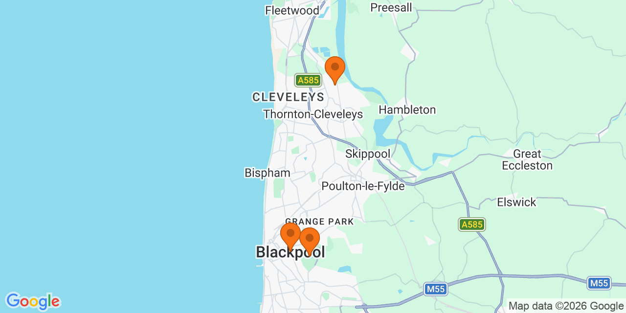 Map of the venues for U9 football tournaments in Blackpool